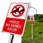 Tabliczka proszę nie karmić gołębi / słupek