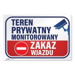 Tabliczka Teren prywatny monitorowany zakaz wjazdu