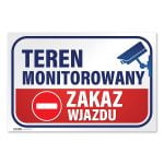 Tabliczka teren monitorowany zakaz wjazdu