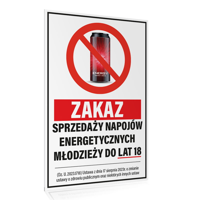 Tabliczka zakaz sprzedaży napojów energetycznych