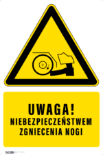 Tabliczka NIEBEZPIECZEŃSTWO ZGNIECENIA NOGI - obrazek 5