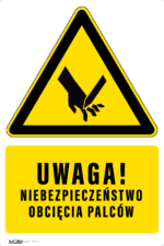 Tabliczka NIEBEZPIECZEŃSTWO OBCIĘCIA PALCÓW - obrazek 5