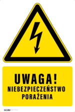 Tabliczka UWAGA NIEBEZPIECZEŃSTWO PORAŻENIA - obrazek 6