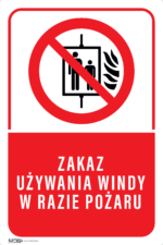 Tabliczka ZAKAZ UŻYWANIA WINDY RAZIE POŻARU - obrazek 4