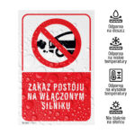 Tabliczka ZAKAZ POSTOJU WŁĄCZONYM SILNIKU - obrazek 3