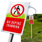 Tabliczka nie deptać trawnika / słupek