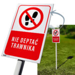 Tabliczka PVC nie deptać trawnika / słupka