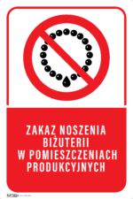 Tabliczka ZAKAZ NOSZENIA BIŻUTERII - obrazek 4