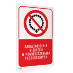Tabliczka ZAKAZ NOSZENIA BIŻUTERII