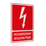 Tabliczka - Przeciwpożarowy Włącznik Prądu 15x22 cm