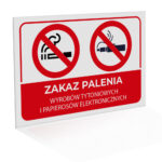 Tablica informacyjna - Zakaz Palenia Wyrobów Tytoniowych i Papierosów Elektronicznych