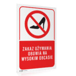 Tabliczka ZAKAZ UŻYWANIA OBUWIA NA OBCASIE