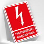 Tabliczka - Przeciwpożarowy Włącznik Prądu 15x22 cm - obrazek 2