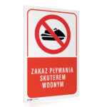 Tabliczka ZAKAZ PŁYWANIA SKUTEREM WODNYM
