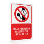 Tabliczka ZAKAZ POSIADANIA PRZEDMIOTÓW METALOWYCH