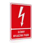 Tabliczka - GŁÓWNY WYŁĄCZNIK PRĄDU 15x22 cm