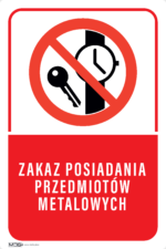 Tabliczka ZAKAZ POSIADANIA PRZEDMIOTÓW METALOWYCH - obrazek 4