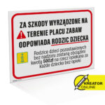 Tablica Informacyjna 'Odpowiedzialność Rodzica na Placu Zabaw'