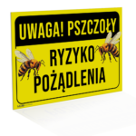 Tablica 'Uwaga! Pszczoły - Ryzyko Pożądlenia 21x30 cm