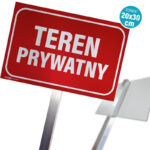 Tablica na słupku aluminiowym - teren prywatny IDD