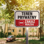 Tablica na słupku aluminiowym - teren prywatny zakaz wjazdu IDD - obrazek 2