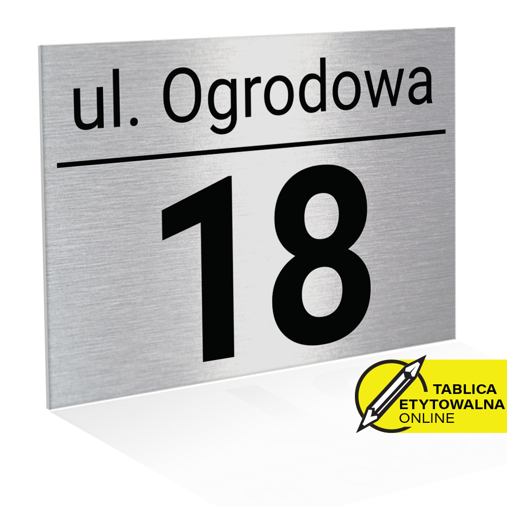 viz2 Tabliczka Adresowa Aluminium szczotkowane | 30x21 cm | Edytowalna Online, Numer Domu - obrazek 1